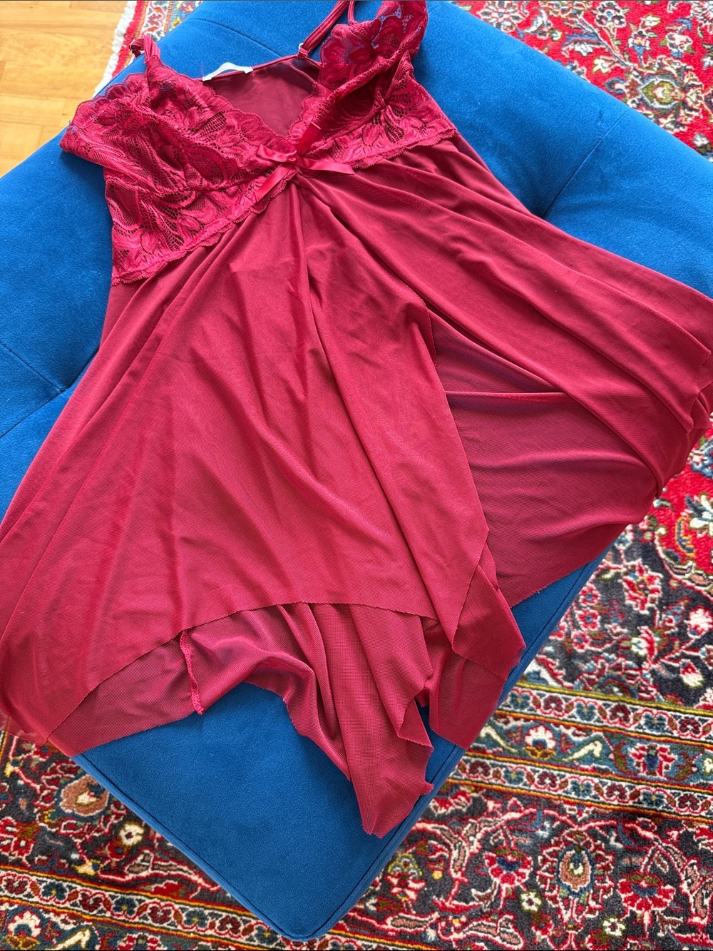 Women’s Red Lace-Trim Slip Dress
